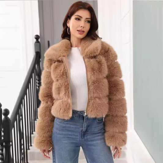 2025 Winter Faux Fur Coat Woman Women's Coats Plush Female Fur Jacket Warm Red Gray Black White Fluffy Fur Coat Outerwears